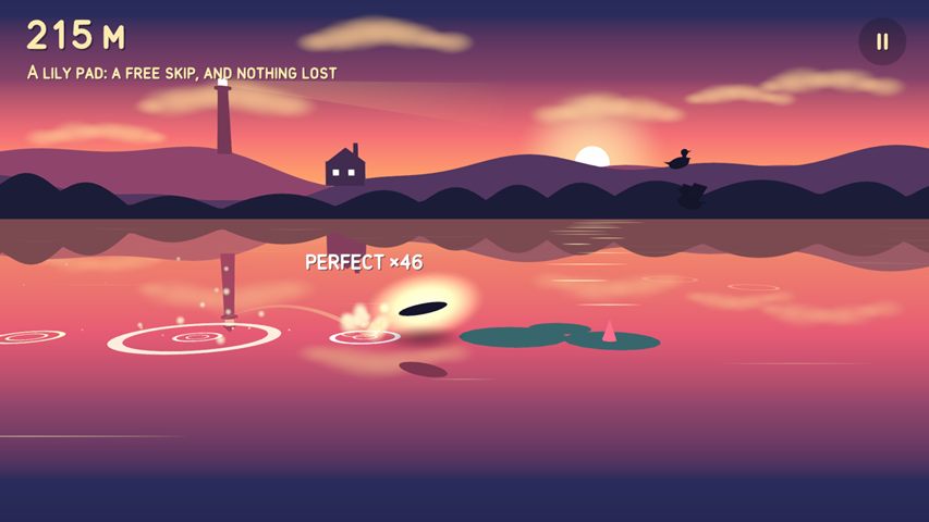 Skipping Stones: sunset perfect run