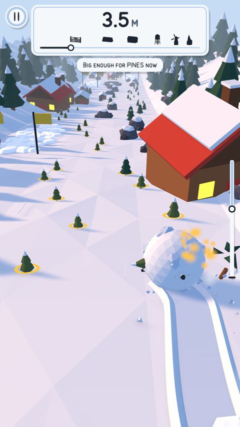 Snowball Run: growing pines