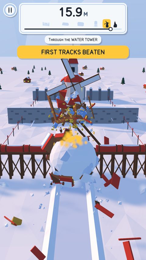 Snowball Run: smash through barrier